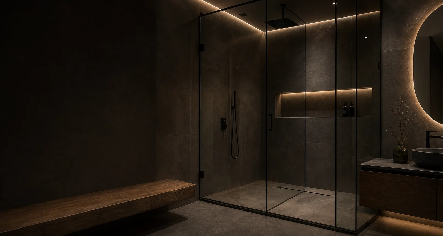 Душевая из прозрачного стекла